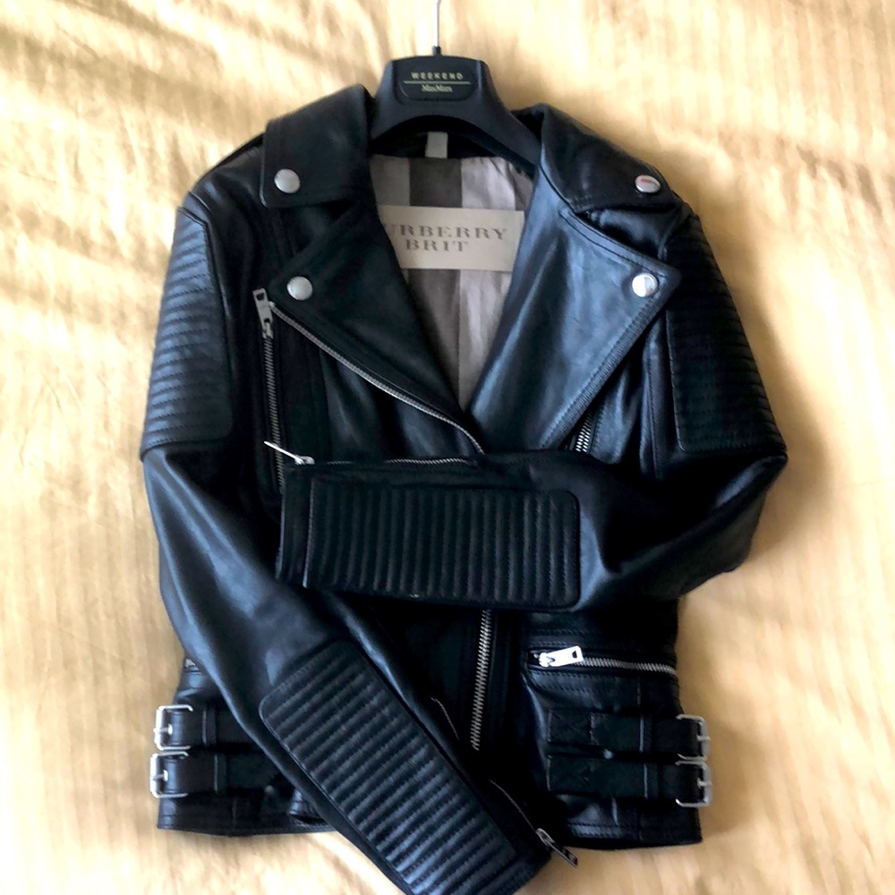 Burberry brit leather jacket with coat bag!